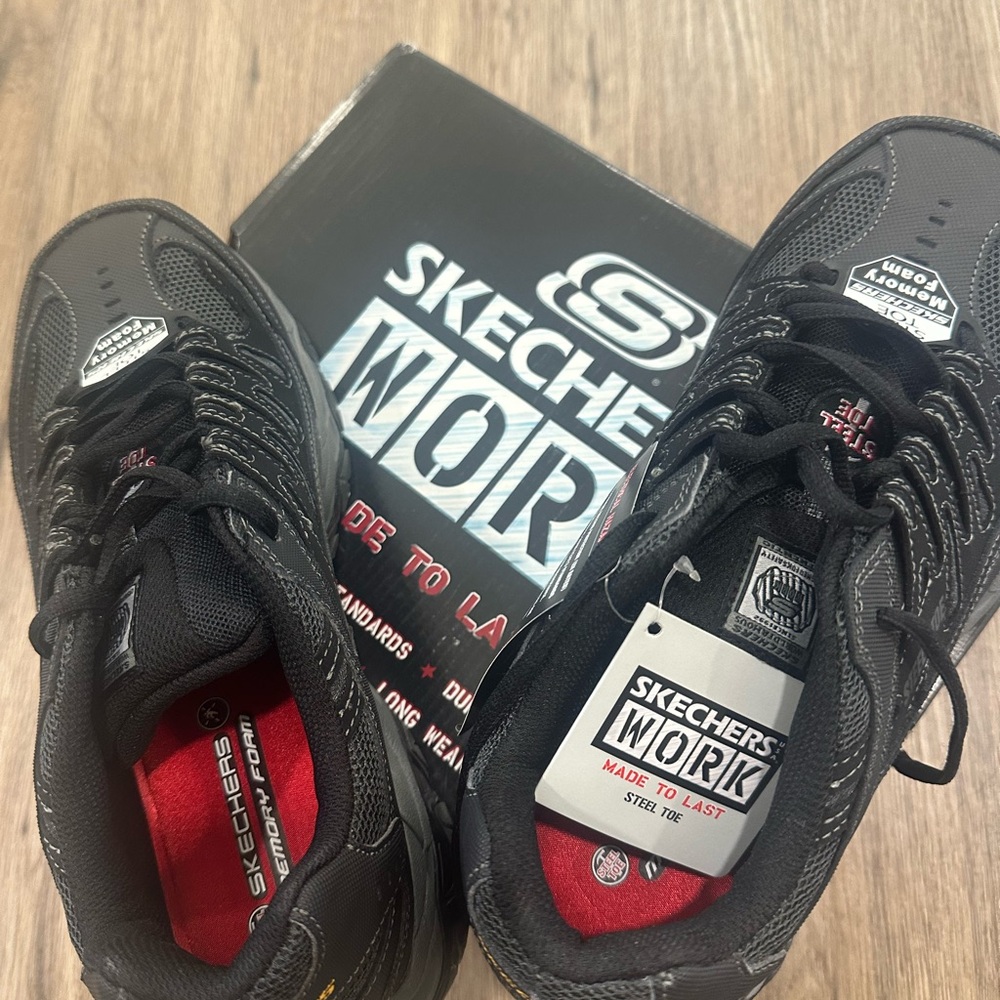 Skechers Black and Red Work Sneakers